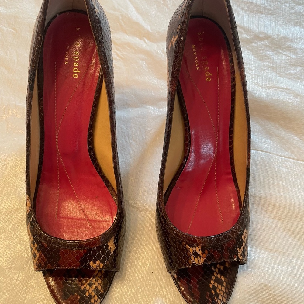 Kate Spade Snakeskin Peep Toe Heels